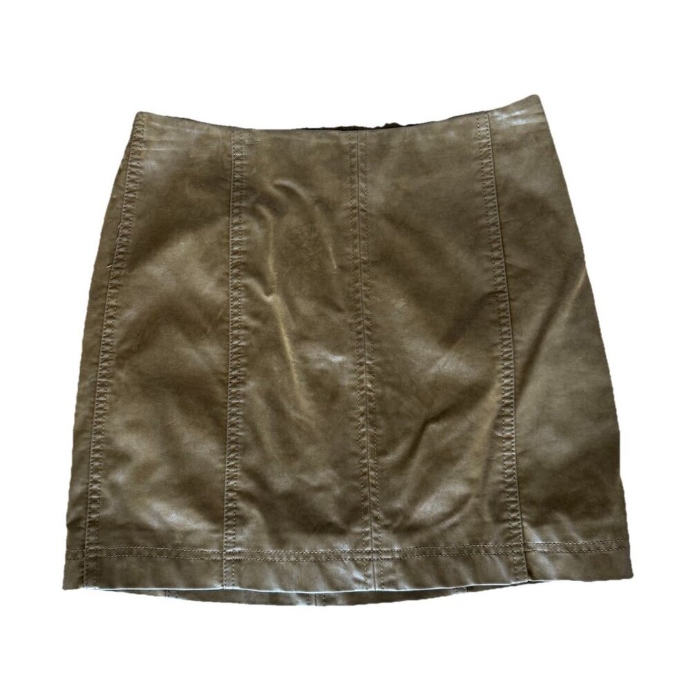 Free People Faux Suede Mini Skirt Olive Women’s Size 2 Grunge Indie Sleaze Boho